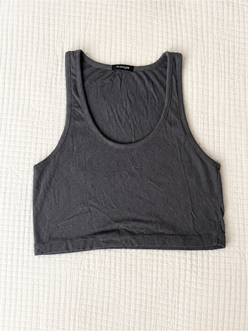 Talentless Ribbed Crop Tank Top – Women’s Large – Gray